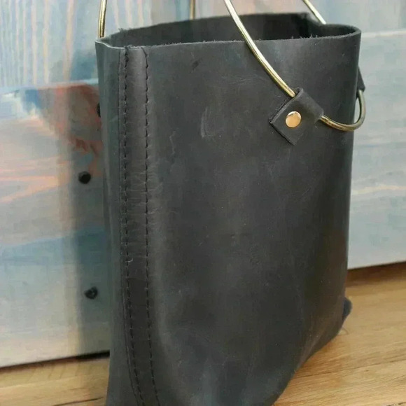 Black Tribe Alive Nubuck Leather Minimalist Chic Simple Purse Mini Bag Handbag - Picture 6 of 10